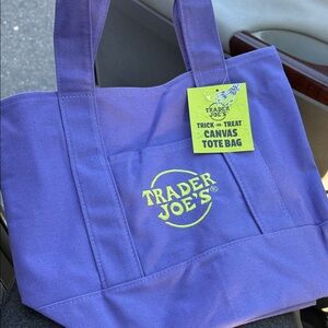 Trader Joe's Halloween Purple Canvas Tote Bag!